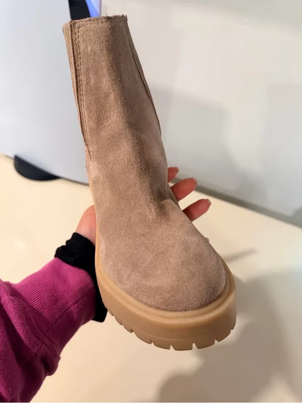 Dolce Vita Taupe Suede Platform Chelsea Heeled Boot - Image 5