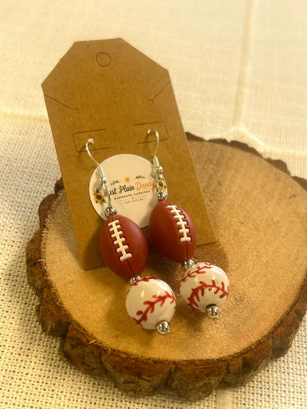 Football Baseball Sports Dangle Earrings Handmade Game Day Jewelry - Image 2