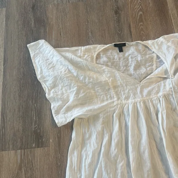 J Crew White Gauze Tunic Top Size Small Boho Flutter Sleeve Tassel Lightweight - Image 7