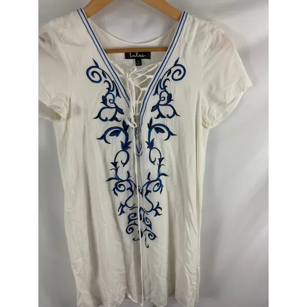 Lulus Down in Kokomo White Lace Up V Neck Dress Size Small - Image 6