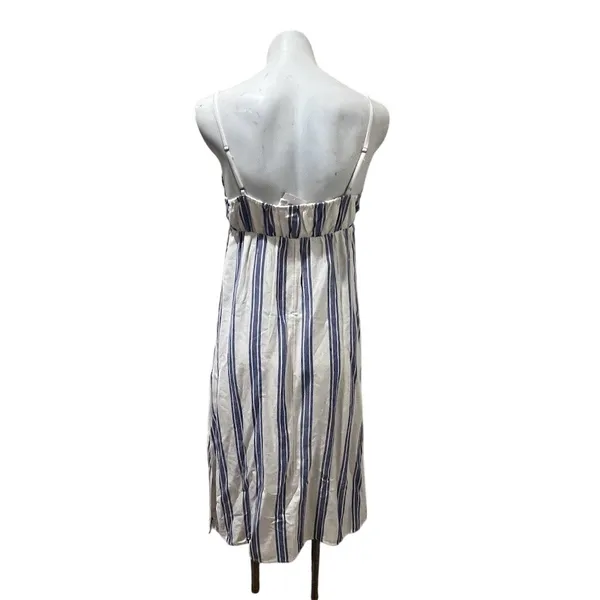 Roxy Sweetest Step Dress Womens M Blue White Striped Tie Front Midi - Image 7