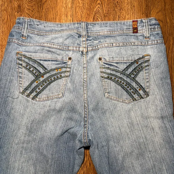 Y2k Zana Di Jeans Womens‎ 14 Blue Denim Bootcut Embroidered Studded Vintage - Image 4