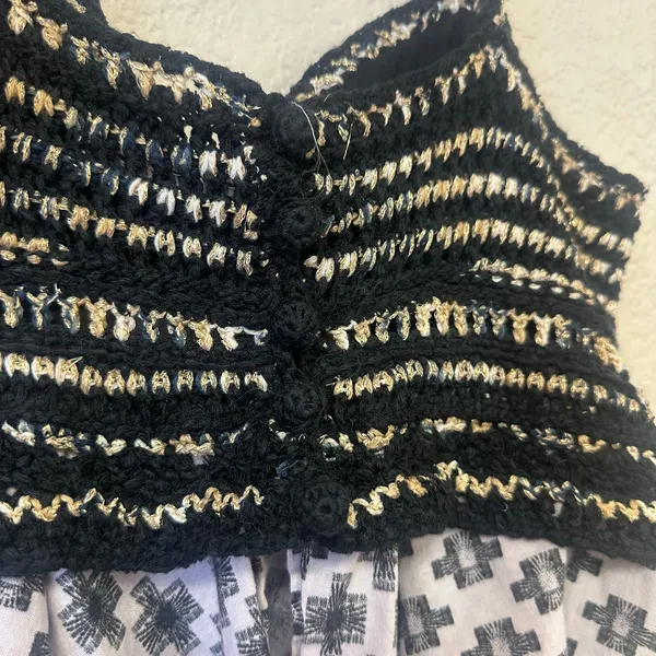 Anthropologie Freida Layered Peplum Cami Metallic Black White Size Medium - Image 7
