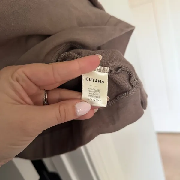 Cuyana French Terry Puff Sleeve Sweatshirt Top‎ Mushroom Tan Pima Cotton - Image 5