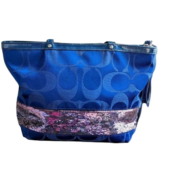 COACH Sequin Trim Signature Monogram Shoulder Bag - Image 3