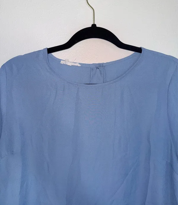 Maurices Delton Blouse Solid Light Blue Button Back Long Sleeve - Image 4