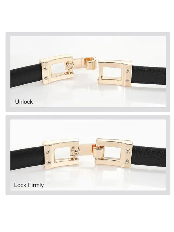 NWT!! Glamorstar Adjustable Skinny Belt in Black with Gold Hardware - Image 7