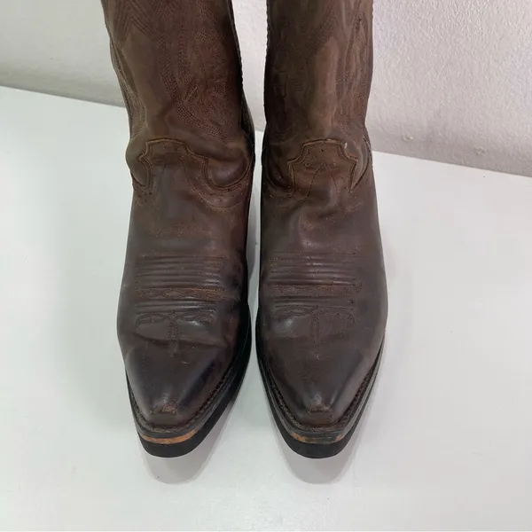 Road Wolf Women 6.5M Brown Leather Cowgirl Boots Festival 2.5' Heel Southwestern - Image 2
