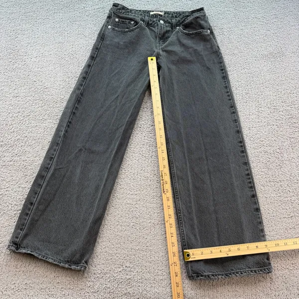 Levis Women W27 L30 Wide Leg Jeans Washed Black 100% Cotton A3566-0000 - Image 3