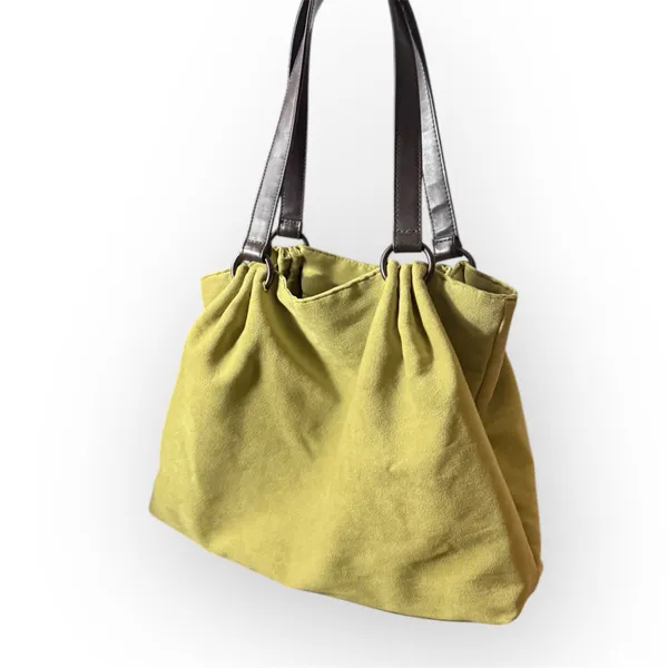 Boho Chic Suede Tote Bag Green - Image 4