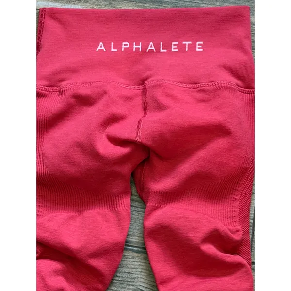 Alphalete‎ High Waisted Seamless Leggings Pink Small Yoga Amplify Body Scrunch - Image 5