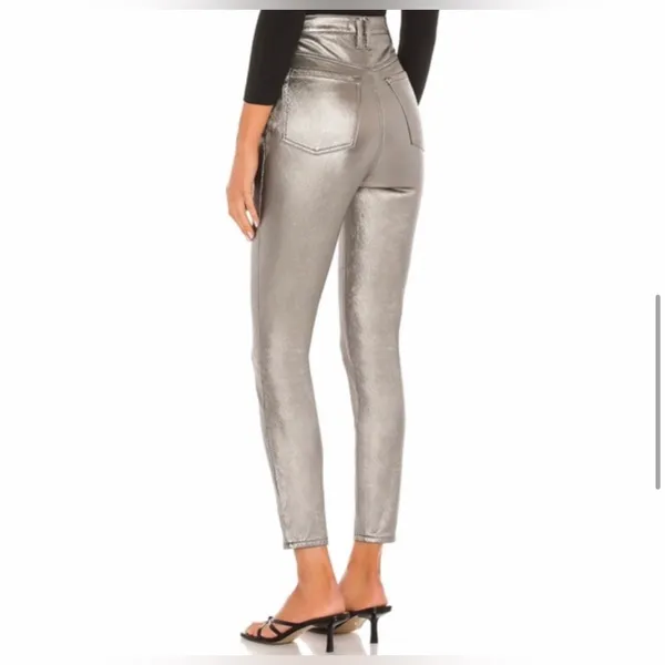 Free People We the Free Phoenix Coated High-Rise Skinny‎ Jeans in Silver Size 27 - Image 9