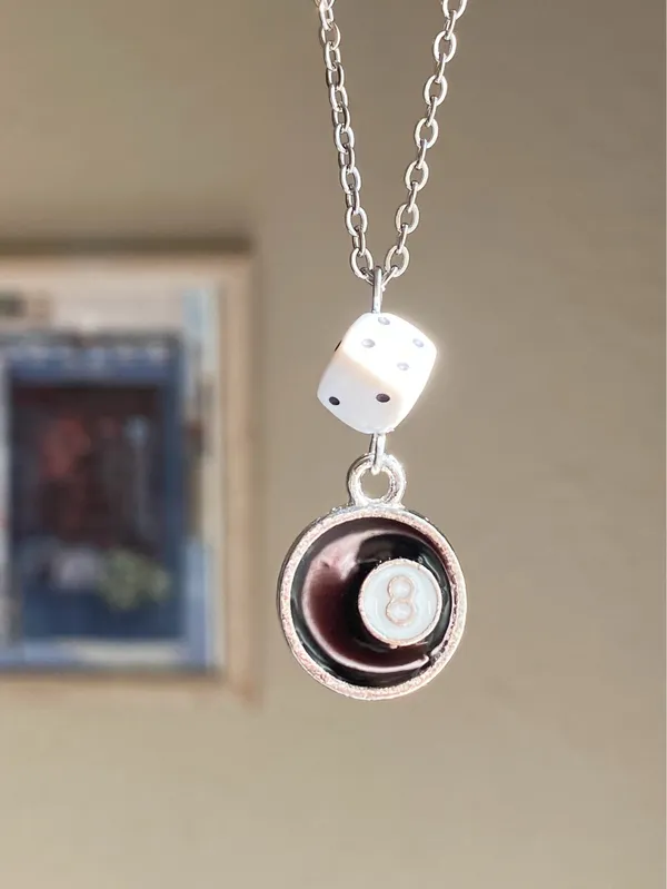 Handmade 8 ball & dice grunge funky unisex necklace🎲8️⃣🖤 - Image 6