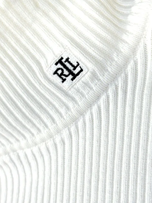 Lauren Ralph Lauren Women’s XL White Ribbed Turtleneck Sweater Logo Stretch - Image 4