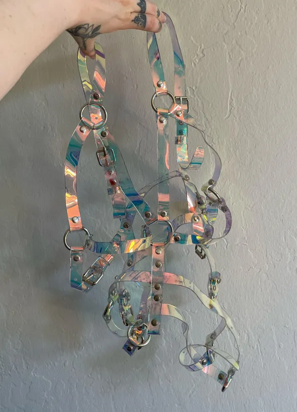iHeartRaves Holographic Iridescent Rainbow PVC Harness - Image 5