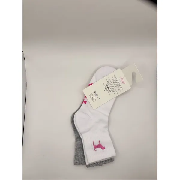 PINK Victoria’s Secret 2-Pack Quarter Socks White Gray NWT - Image 7