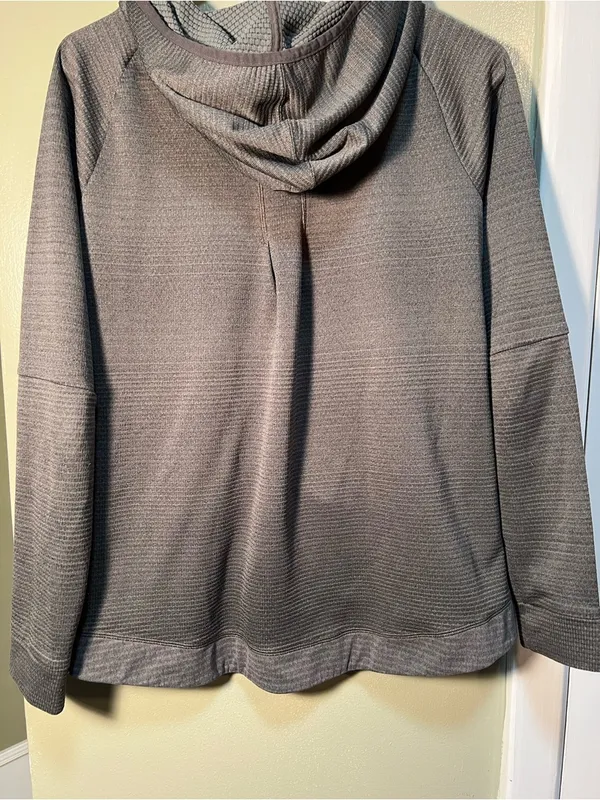 REI Co-Op Women's Size Medium Pullover Hoodie Dark Green Textured Marled Quilted - Image 9