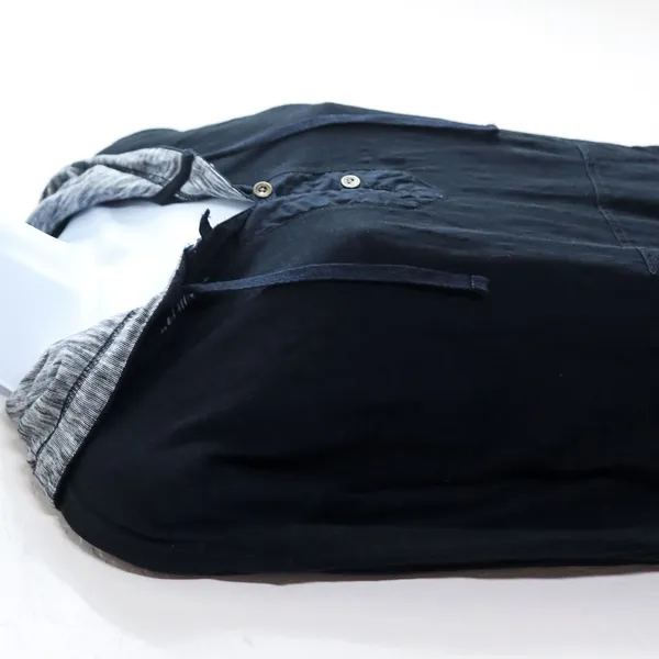 LRL Ralph Lauren Jeans Co Black Long‎ Sleeve Henley Hoodie Size M Y2K Activewear - Image 9