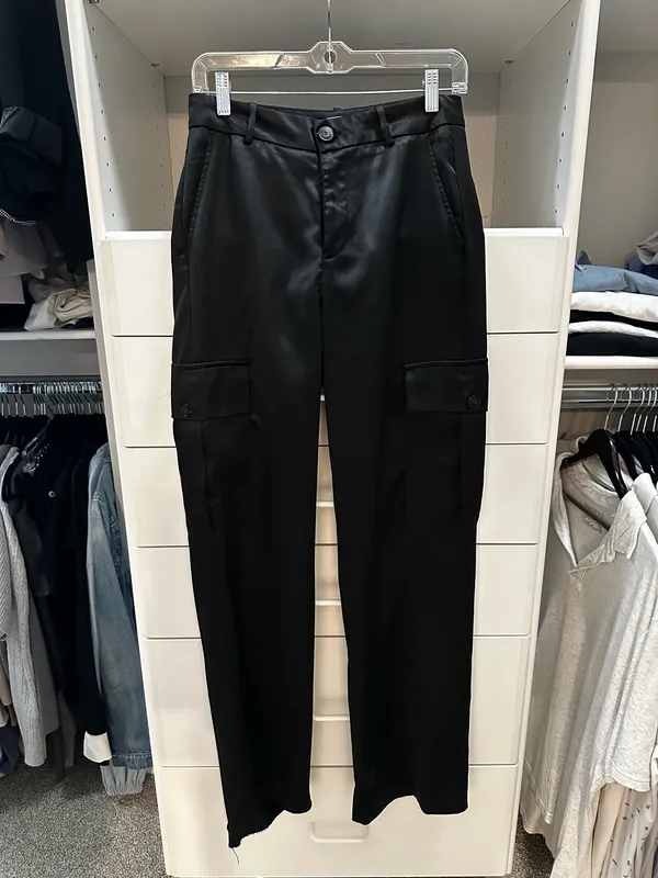 ZARA Satin Cargo Pants Black - Image 6