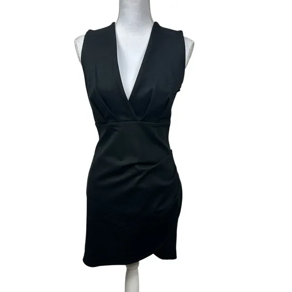 Lulus Cocktail Hour Classic Black Sleeveless Tulip Mini Dress Size Medium NWOT - Image 2