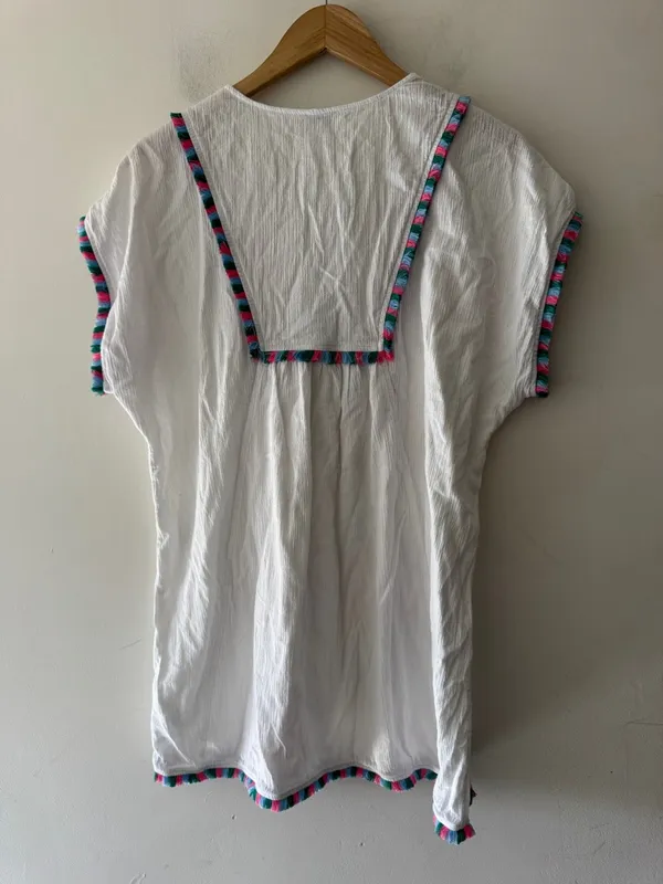 J. Crew Adorable White Fringe Beach Swim Cover Up‎ Tunic Top - Image 6
