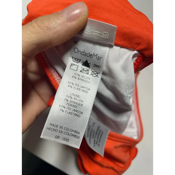 OndadeMar Bandeau Bikini Top Womens Medium Orange Ruffle Strapless Swim Beach - Image 6