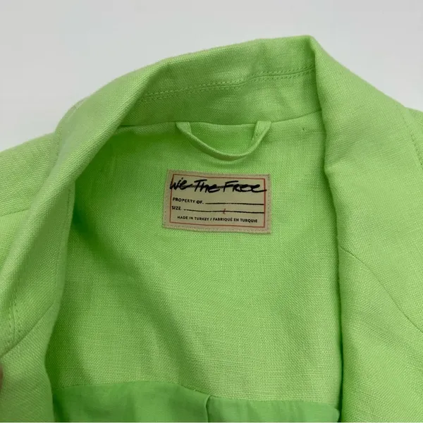 We the Free Green Light Lime Bright Young Things Linen Blazer Vest Large New - Image 9