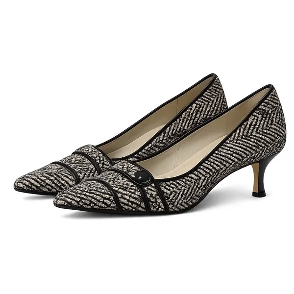 Ann Taylor Black White Tweed Kitten Heel Pointed Toe Pumps Women’s 8.5M - Image 4