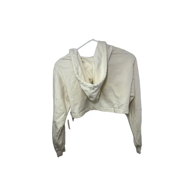 Zara Cropped Hoodie White Sweatshirt Shrug Medium Cotton Festival Minimalist - Image 2