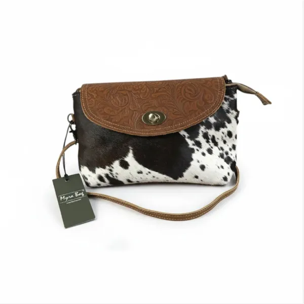 MYRA BAG Handcrafted Leather Cowhide Crossbody Brown Bag Unique Boho Cowgirl NWT - Image 2