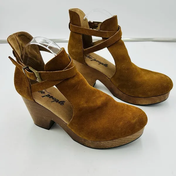 Free People Cedar Clog in Suede Brown Women’s Sz EUR 41 US 10.5-11 Wooden Heel - Image 4