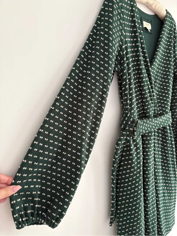 Anthropologie Maeve Malta Faux Wrap Belted Long Sleeve Mini Dress Size Medium - Image 6