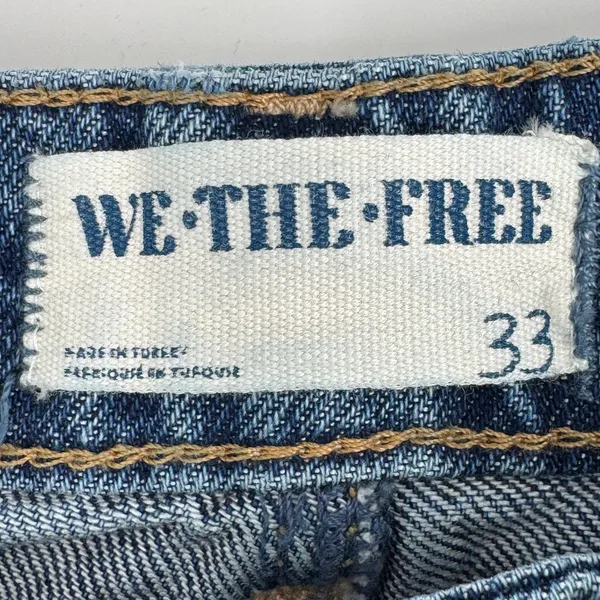 We The Free Wallflower jeans women's 33 wide leg mid rise flare blue denim retro - Image 6