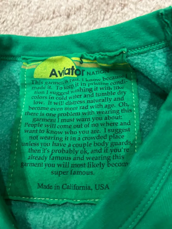 Aviator Nation Kelly Green Crewneck Sweatshirt With Neon Stripes Revolve Small - Image 5
