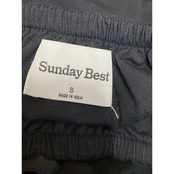 Aritzia Sunday Best Black Short Puff Sleeve Tie Bustier A Line Mini Dress Size S - Image 5