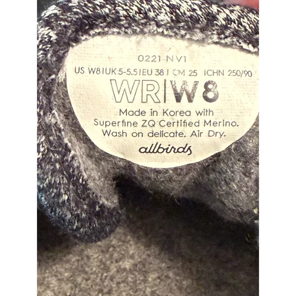 Allbirds Wool‎ Runners Charcoal Grey Heather Merino Wool Sneakers Womens 8 - Image 5