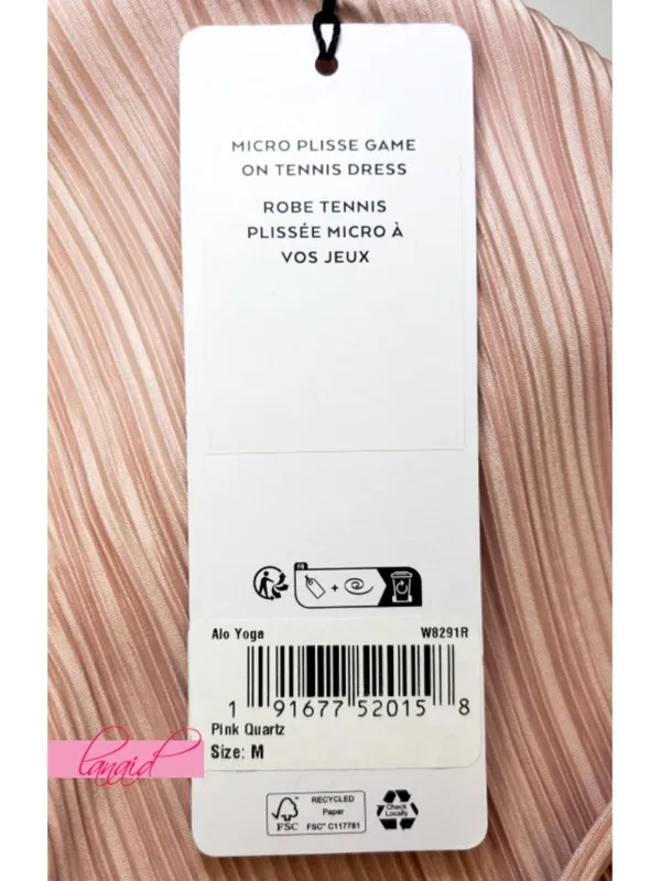 Alo Micro Plisse Game On Tennis Dress Pink Quartz Padded Belted Pleated Mini M - Image 10
