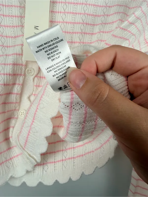 New Mable pink white knit cropped cardigan size medium - Image 5