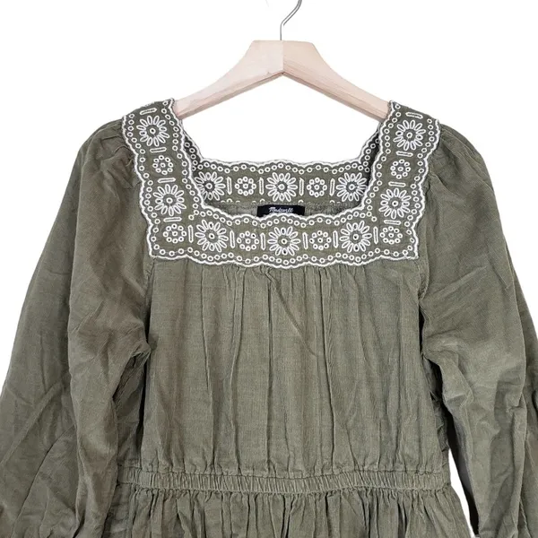 MADEWELL Womens S Embroidered Square Neck Corduroy Minidress NEW - Image 4