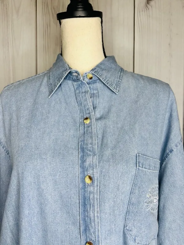 Princess Cruises Blue Womens Button Down Cotton Denim Shirt Sz M Vintage - Image 2