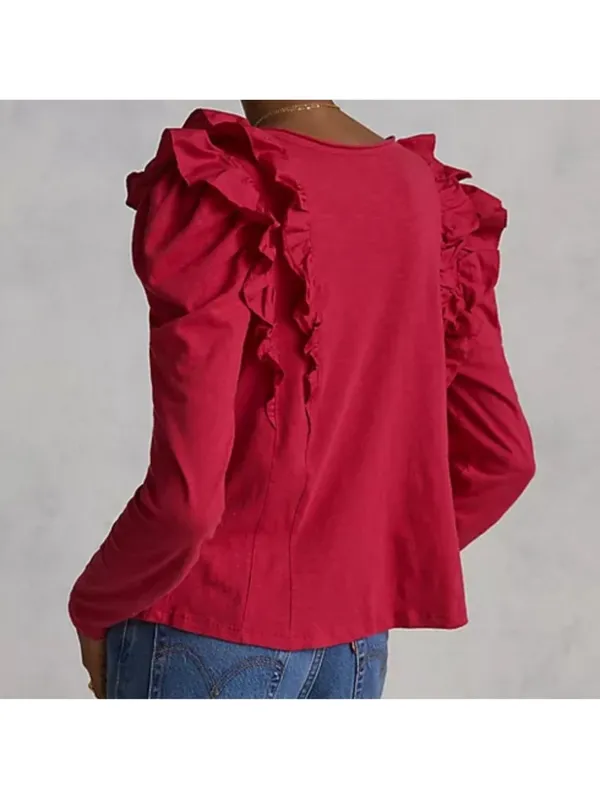 Anthropologie Ruffled V-Neck Top Size Medium NWOT - Image 3