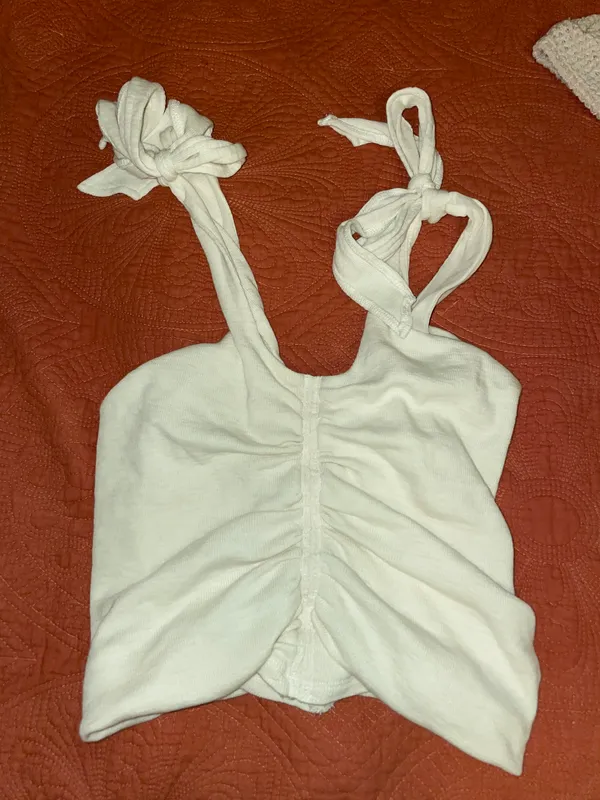 Crème Rouched Tie Tank Tan - Image 3