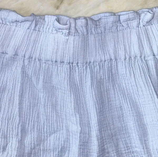 VICI Women’s Spring Paperbag High Waist Baby Blue Pull On Cotton Shorts Sz Large - Image 4