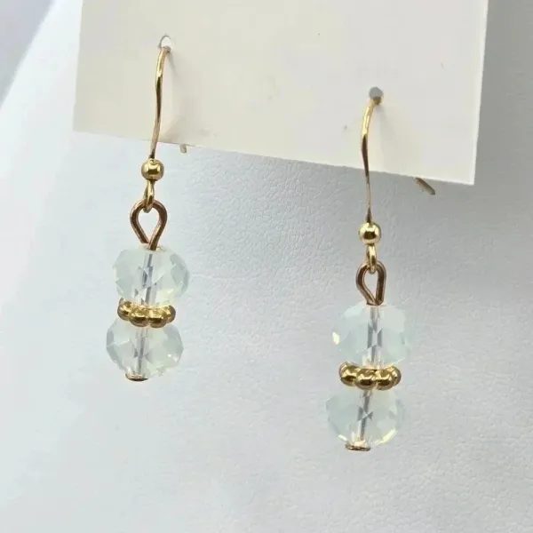 Gold Bead Clear White Dangle Hook‎ Boho Retro Earrings Fashion Jewelry E42 - Image 2