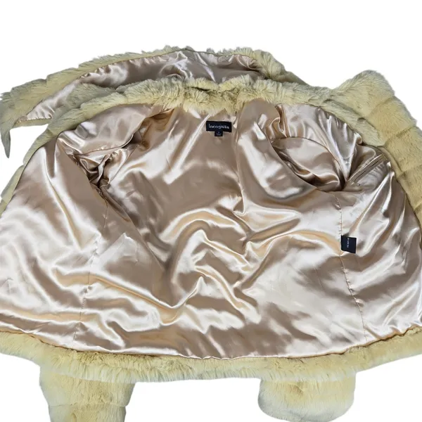 Incognita Cream Faux Fur Jacket Small Modacrylic Plush Glam Winter Coat - Image 4