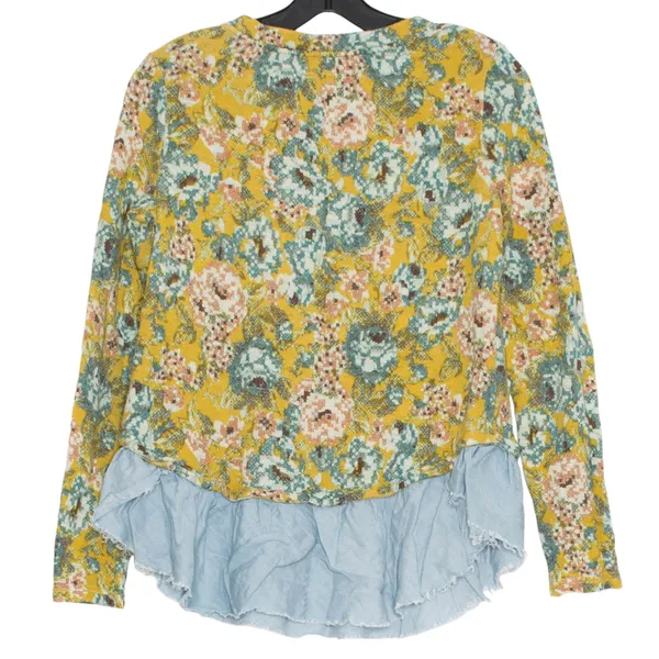 Lilka Anthropologie Womens Top Sweatshirt Mixed Media Ruffle Floral Medium FC - Image 2