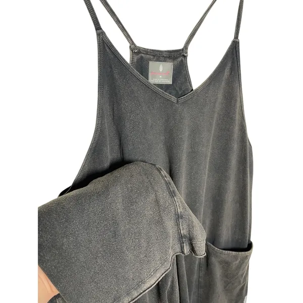 FREE PEOPLE MOVEMENT Hot Shot Jumpsuit Acid Washed Black Medium - Image 4
