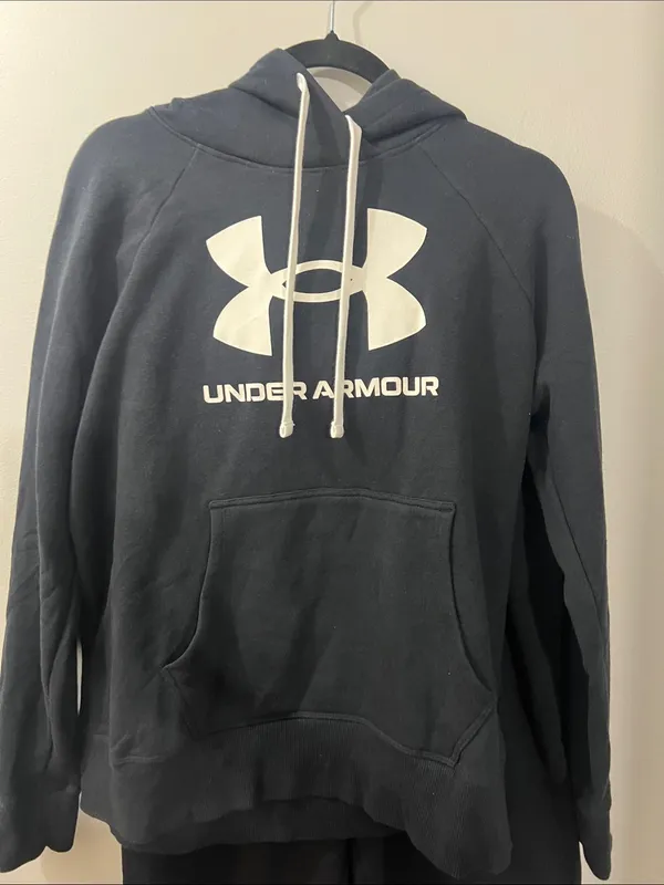 Under Armour Black Hoodie and Sweatpants with White Logo - Image 2