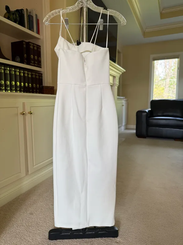 White Strapless Maxi Dress with slit Size 8 - Image 4