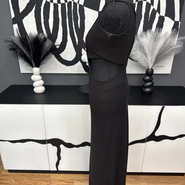 Sans Souci Black Cutout Maxi Dress Women's XS Sleeveless Bodycon Evening - Image 6